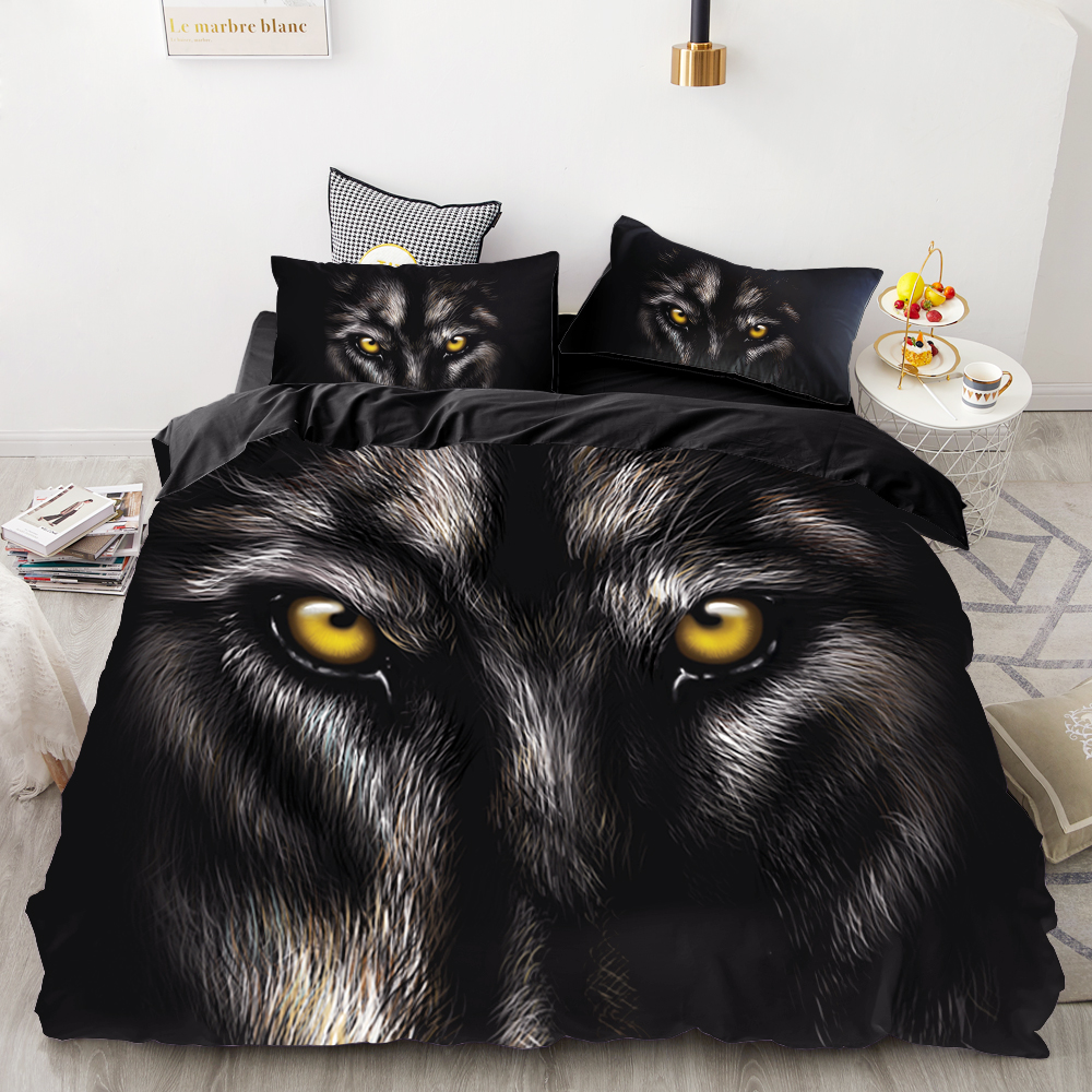 3D Print Bedding Set Custom,Duvet Cover Set King/Europe/USA,Comforter/Quilt/Blanket Cover Set,Animal Moonlight wolf Bedclothes