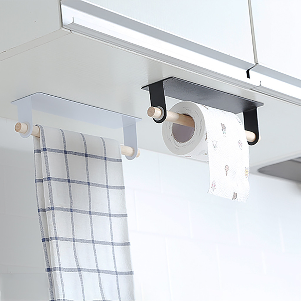 Kitchen Paper Towel Holder Self-adhesive Accessories Under Cabinet Roll Rack Tissue Hanger Storage Rack For Bathroom Toilet #TD