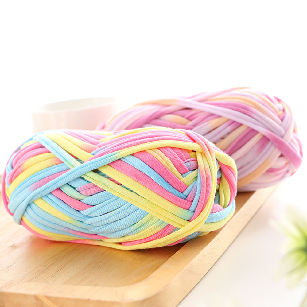 100g/lot 32M Colourful Thick Strip Yarn Knit Yarn For Carpet DIY Crafts Chunky Yarn Crochet For Hand Knitting Bag 100% Polyester