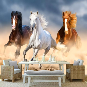 3D Cartoon Modern Animal Oil Painting Horse Wall Cloth Wallpaper For kids Room home decor 3D Wall Painting Wallpaper For Roll