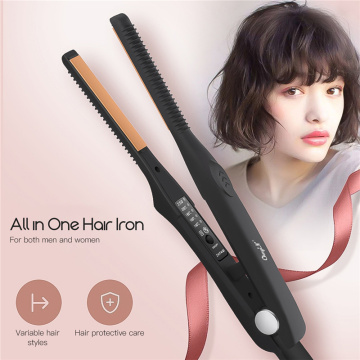 Ceramic Flat Iron Hair Curling Iron Temperature Adjustment Electric Hair Straightener Curler Styling Tool One Button Control P40