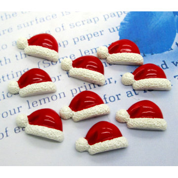 20Pcs Resin Decoration Crafts Red Christmas Hat Beads Flatback Cabochon Scrapbook DIY Embellishments Accessories