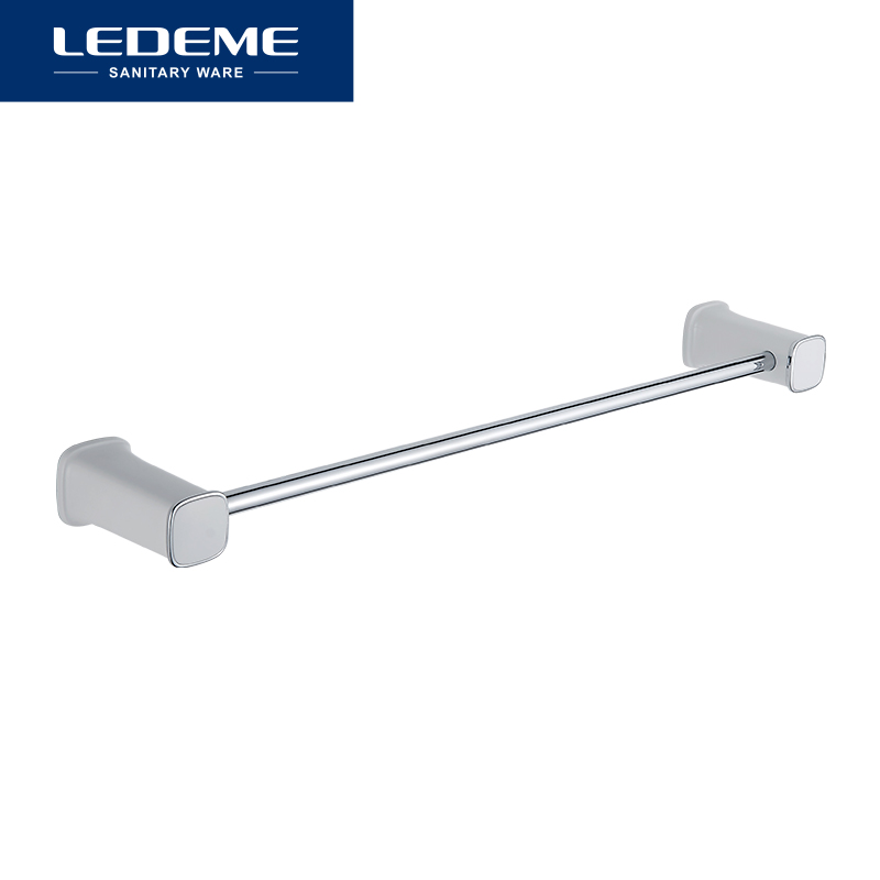 LEDEME Bathroom Towel Rack Towel Holder Hanger White Simplicity Towel Ring Rack Toilet Single Bar for Home Hotel L30201W