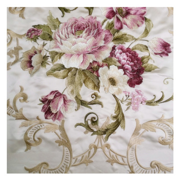 Luxurious Locational Embroideried Flower Silk Like Curtain Chair Cushion Pillow Decorative Fabrics 140 cm Width Sell by pair