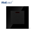 Wallpad 45A Switch Luxury Hotel Black Crystal Glass 45A Air Condition Wall Switch with Led Light,Free Shipping