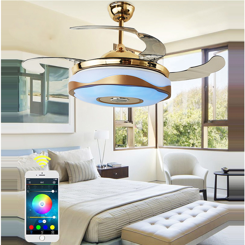 LED Modern Alloy Acryl ABS Bluetooth Musical Ceiling Fan.LED Lamp.LED Light.Ceiling Lights.LED Ceiling Light.For Foyer Bedroom