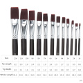 Marie's Nylon Paintbrush for Oil Paint Painting Supplies Art Brush Flat Tip Long Wood Handle G1640
