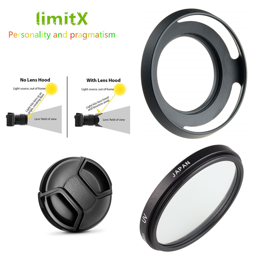 40.5mm UV Filter + Metal Lens Hood + Lens Cap for Sony A6600 A6500 A6400 A6300 A6100 A6000 A5100 A5000 NEX-6 NEX-5T 16-50mm lens