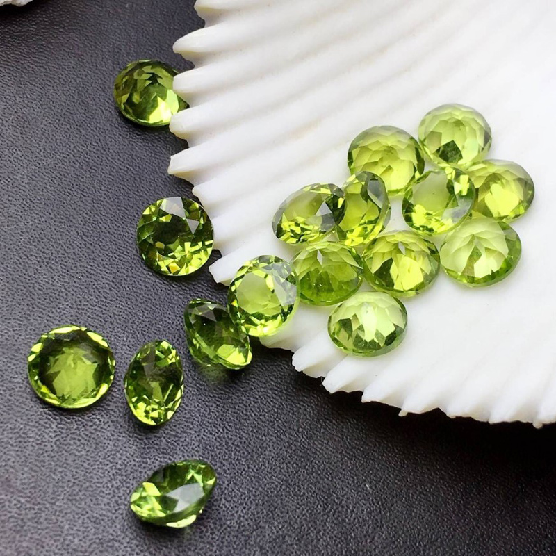 VANTJ Natural Peridot Loose Gemstone Top Quality Round Cut for Silver Gold Women Jewelry Random Delivery