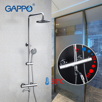 Gappo sanitary ware suite Thermostatic shower BRASS faucet bath lift adjustable hot cold water big round head shower gadgets