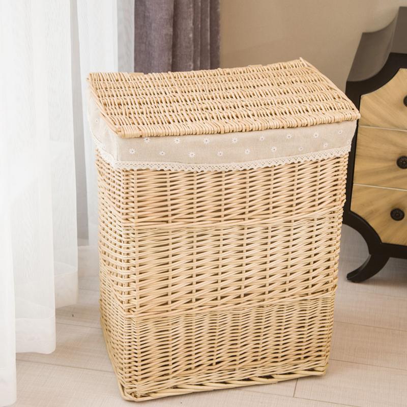 Storage Basket Dirty Clothes Large Storage Box Wicker Mesh Toy Clothes Organizer Basket Laundry Hamper With Lid Home Decoration