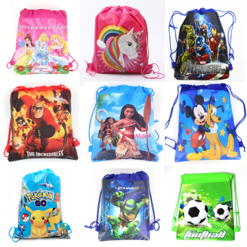 1pcs Cartoon Mickey Mouse Non-woven Fabrics Drawstring Backpack Schoolbag Shopping Bag Storage Bag Birthday Party Decor