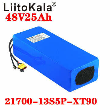 LiitoKala 48V 25ah 21700 5000mAh 13S5P Lithium Battery Pack 48V 25AH 1000W electric bicycle battery Built in 20A BMS T XT90 plug