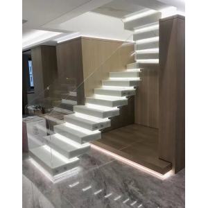 MS2025 Luxury staircase with stacked marble treads