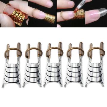 5 Pcs/1 Set Reusable Dual Silver Nail Form For Nail Art Making C Curve Acrylic French Tips UV Gel Acrylic French Tips Extension