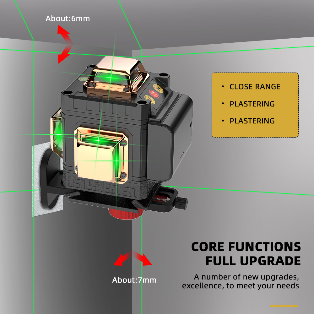 16/12 lines 4D Laser Automatic leveling Horizontal And Vertical Green Beam Tiles Floor Mult-ifunction & Remote Control