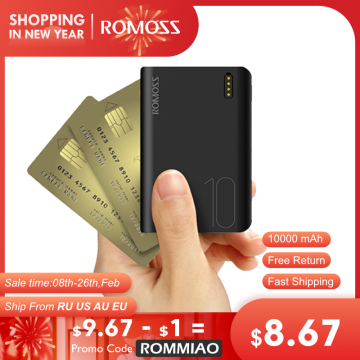 ROMOSS Sense4 Mini Power Bank 10000mAh Fast Charge Powerbank 10000mAh Portable External Battery Charger For iPhone For Xiaomi