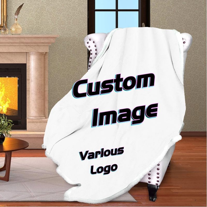 Customize Sherpa Blanket Custom The Picture Photo Picnic Throw Blanket Kids Travel Sofa Soft Weighted Blanket Bedspread