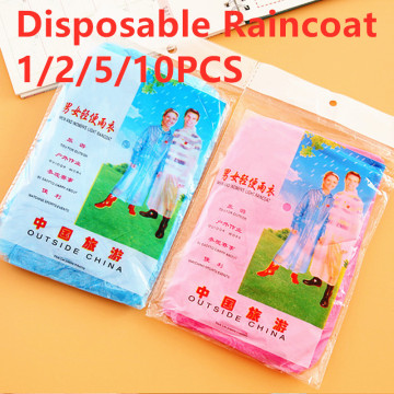 2/5/10PCS Disposable Raincoat Random Color Outdoor Travel Hiking Mountain Waterproof Rain Poncho Coat Camping Hoodie Rainwear