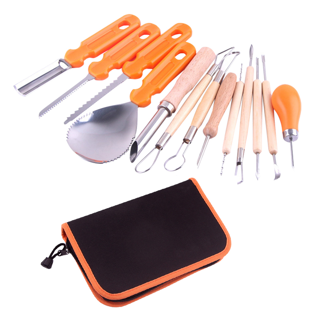 13PCS Halloween Pumpkin Cuttings Carving Kit Stainless Steel High Quality Durable Carving Tools for Fruit Vegetable With Toolkit