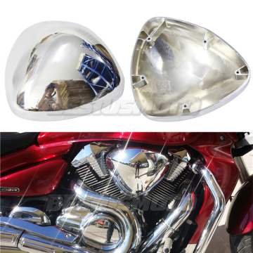 Left Right Side Motorcycle Chrome Air Cleaner Filter Cover Cap For Suzuki Boulevard M109 M109R Intruder VZR1800