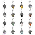 Gemstone Flower Shape Keychain Natural Stone Rose Alloy Key Ring Gemstone 10x14mm Cabs Oval Gem Key Chain Oval Shape Key Ring