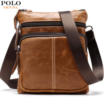 VICUNA POLO Hot Sell Brand Solid Genuine Cow Leather Men Messenger Bag Small Mens Travel Crossbody Shoulder Sling Bag For Phone