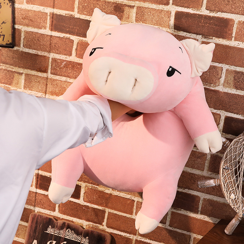 38~110cm Squishy Pig Stuffed Doll Lying Plush Piggy Toy White/Pink Animals Soft Plushie Hand Warmer Blanket Kids Comforting Gift