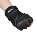 Leather Gym Gloves Men Extended Wrist Belt Half Finger Dumbbell Weight Lifting Fitness Gloves Deerskin Workout Sports Gloves