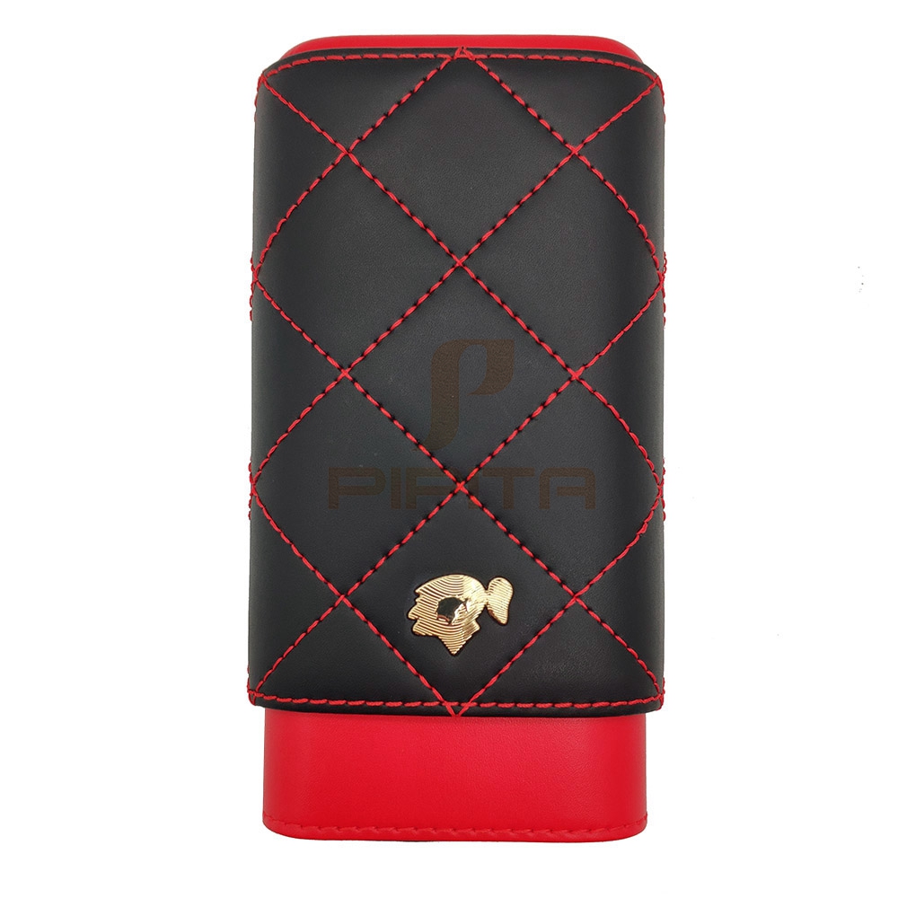 COHIBA Cigar Cases 3 Holders Black Red Travel PU Leather Cigar Case Wrapped Cedar Tube Mini Cigar Humidor Box With Nice Gift Box