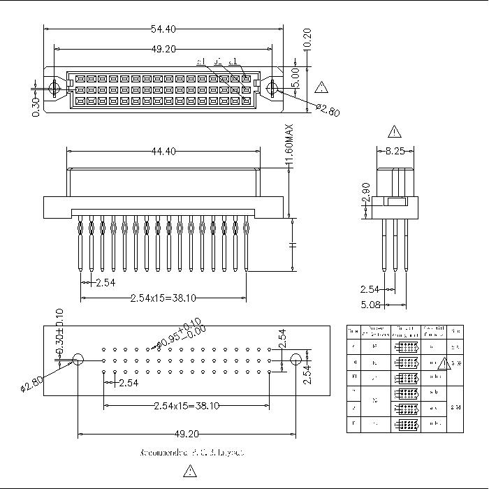 DFS-XX-XXX-313   DIN 41612 Vertical Female Type Half C Compliant press-Fit Connectors 48 Positions