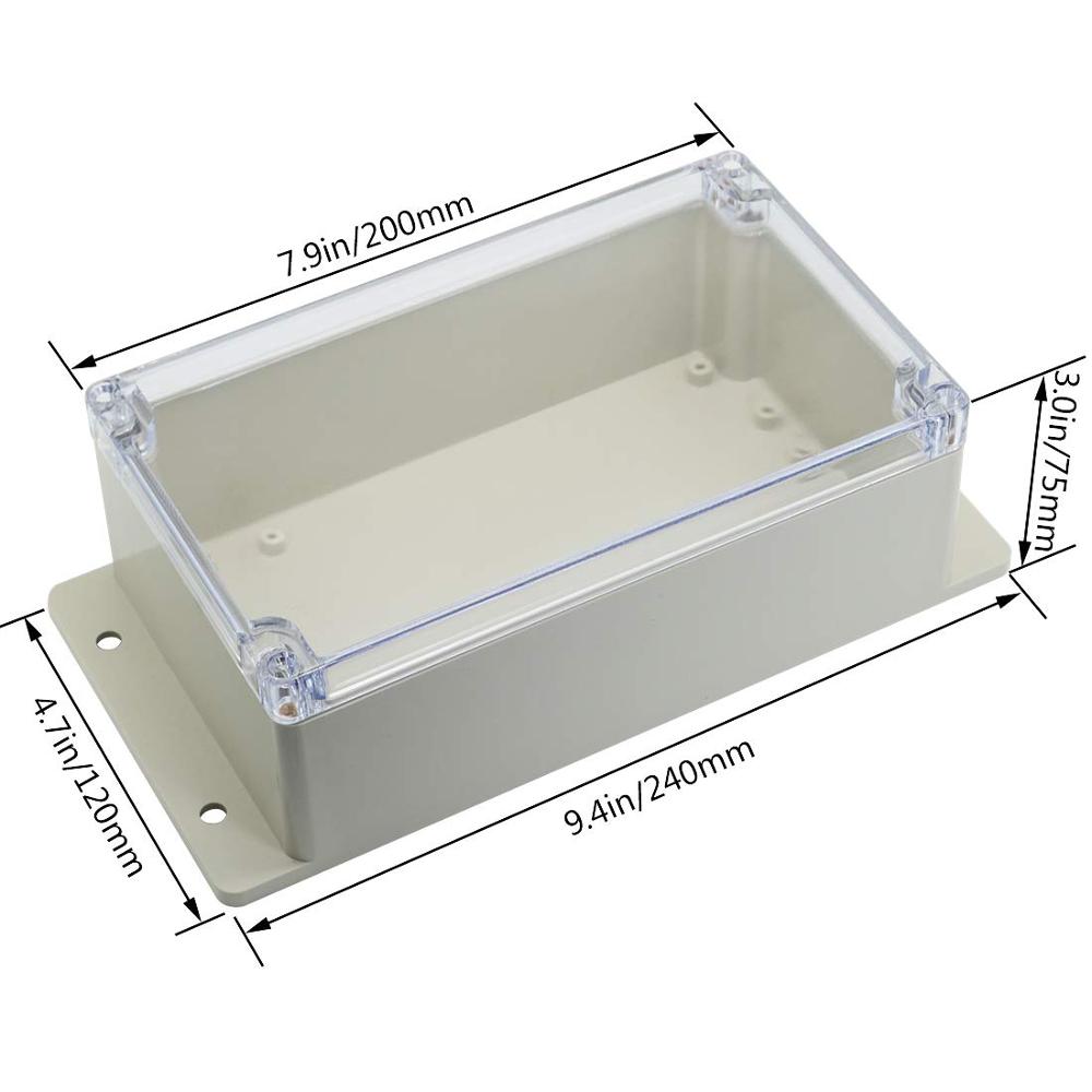 Waterproof ABS Plastic project junction Box Housing Instrument Case Electrical Enclosure PC transparent clear cover fixed ear