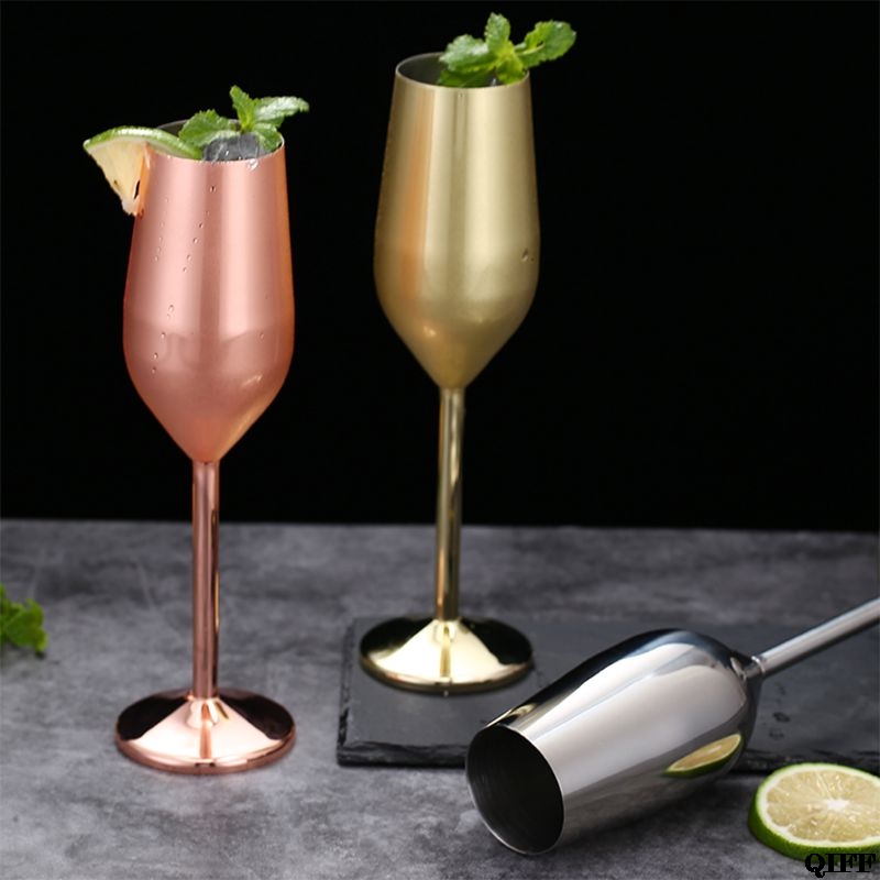 Stainless Steel Wine Glass Goblets Champagne Goblet Cocktail Glasses Whiskey Cup
