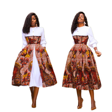 2020 Autumn African Women Printing O-neck Long Sleeve Dress African Dresses for Women American Clothing African Print Dresses