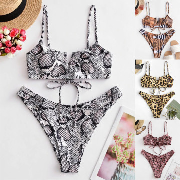 #Z45 Swimwear Women Sexy Bikini Snakin Print Separate Swimsuit Low Waist Bikini Set Two Piece Women's Swimming Suit Bathing Suit