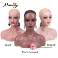 African American Female Mannequin Head Bust Realistic Fashion Mannequin Head Stand With Shoulder Black People Skin Wig Display