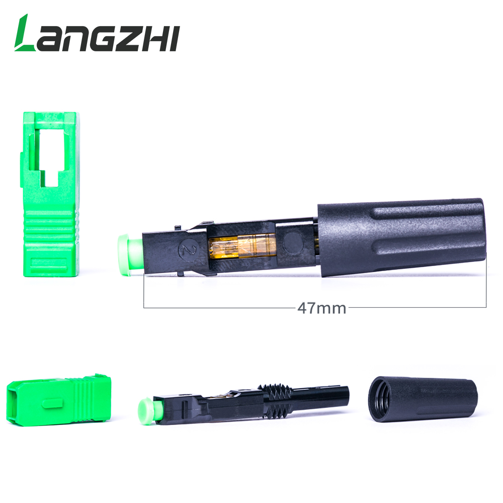 Langzhi 100pcs/lot SC Apc 50mm Zf Ftth Fiber Optic SC Connector SC/APC Optical Fiber Connector Sc-apc Fast Connector