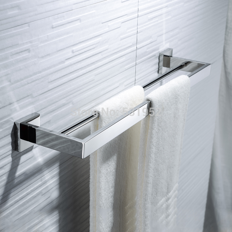 23-Inch Double Towel Bar Holder Bathroom Kitchen Wall Mounted Shelf Towel Rack Restroom Towel Rack Bathroom Accessories Polished
