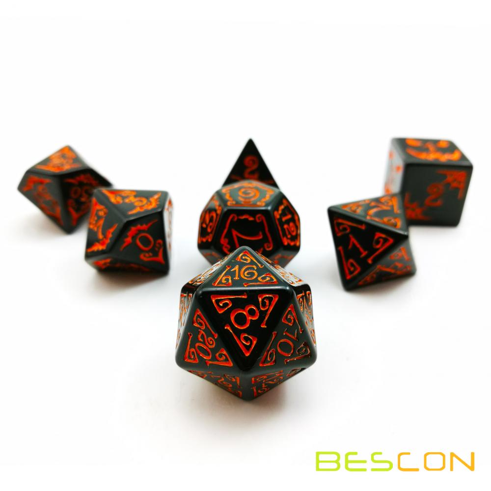 Bescon Halloween Polyhedral Dice 7pcs Set, Halloween RPG Dice Set d4 d6 d8 d10 d12 d20 d% Set of 7 Halloween Dice-DnD Dice