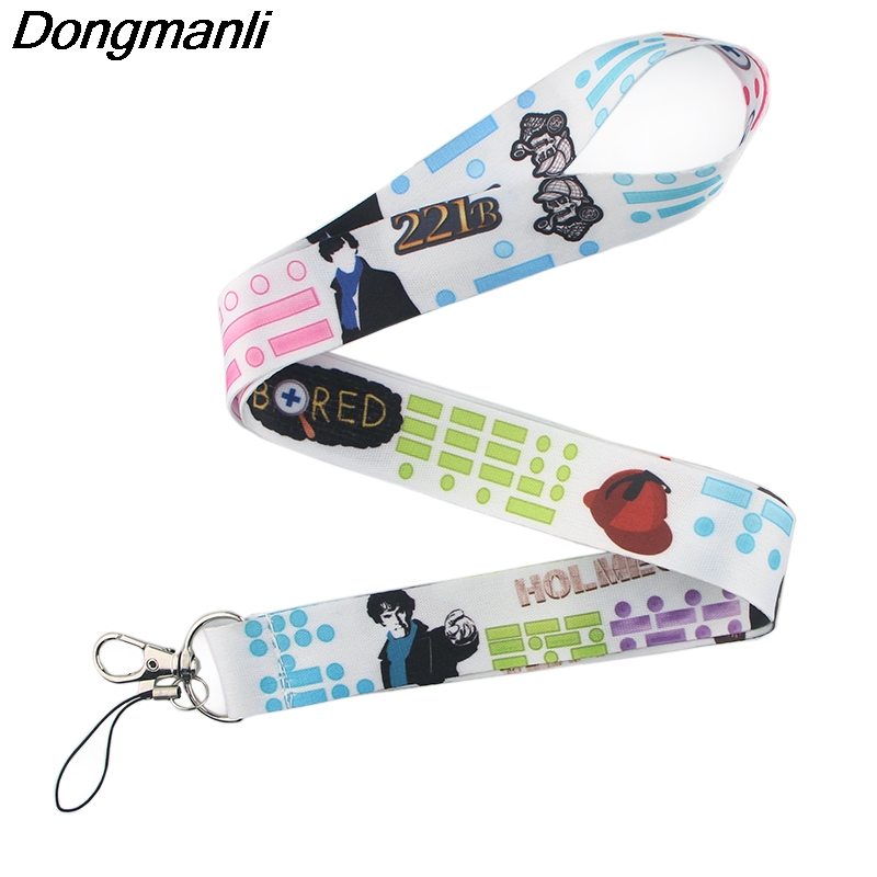 PC214 Wholesale 20pcs/ lot Sherlock Lanyards ID Badge Holder ID Card Pass Mobile Phone Straps Badge Key Holder Keychain