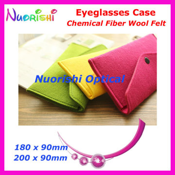 20pcs 5 Colors Wholesale Chemical Fiber Wool Felt With Push Button Glasses Eyeglass Sunglass Bag Case Pouch WF01 Free Shipping