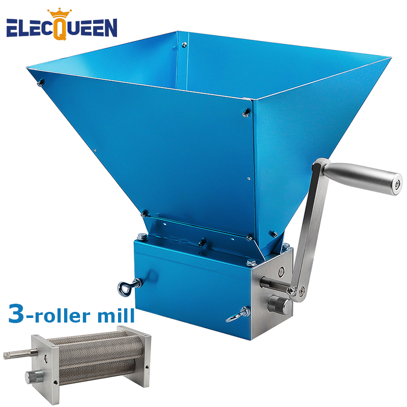 Grain Grinder 2019 Newest 3-Roller Malt Mills for Home Brewing Food Grade Stainless Steel 3 Rollers Mill Powerful Barley Crusher