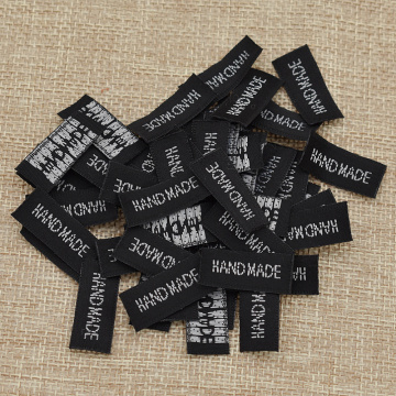 50pcs Black Color Handmade Woven Cloth Label Washable Garment Tags DIY Sewing On Craft Bag Hat Labels Accessories