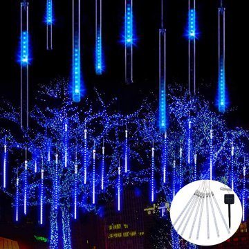 Wedding Christmas Decoration Lamp Solar Meteor Shower Rain Lights 30cm 8 Tube 144 Leds For Home Holiday Garden Party Supplies