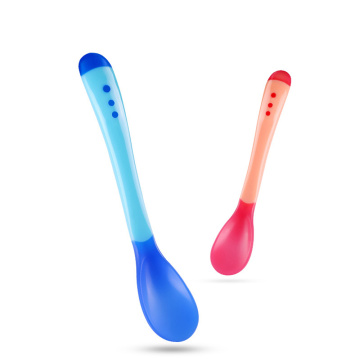 3 Colors Temperature Sensing Spoon for Kids Boys Girls Silicone Spoon Feeding Baby Spoons Toddler Flatware Drop Shipping TSLM1