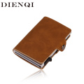 DIENQI Antitheft Credit Card Holder Leather Men Women Anti-magnetic Bank Cardholder Minimalist Pop Up Wallet Business Case Bag