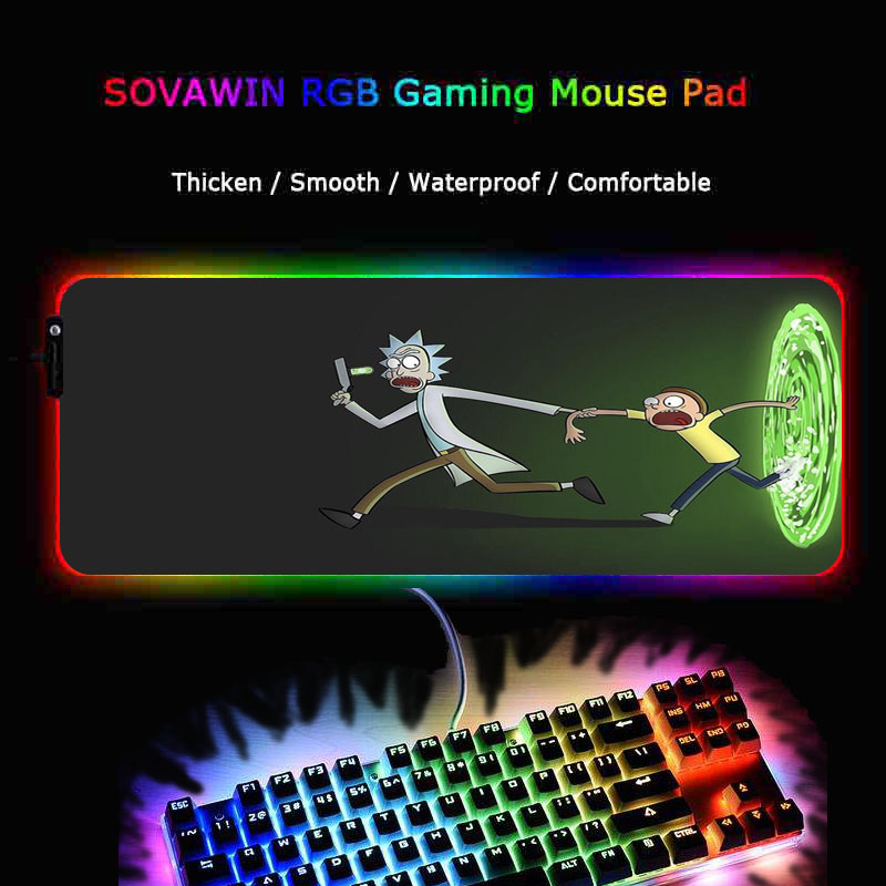 MRGBEST Anime Morty Gaming Mouse Pad Computer Mousepad Large Mouse Pad Gamer RGB Big Mouse Carpet PC Desk RGB Mat for Gaming