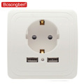 Bcsongben pop Dual USB Port 5V 2A Electric Wall Charger Adapter EU Plug Socket Switch Power Dock Station Charging Outlet Panel