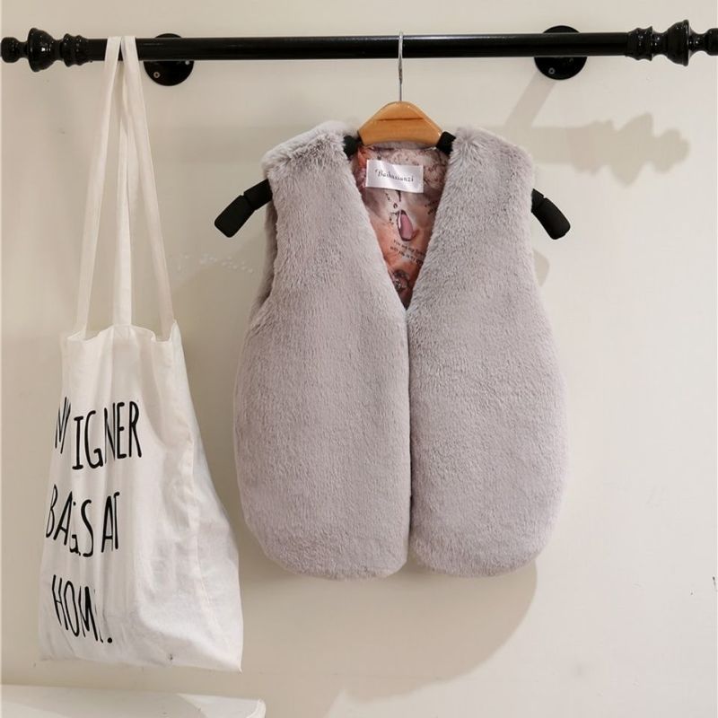 Hot Sale Baby Girls Fur Vest Plus Velvet 0-9 Years Old Thick Fur Coat Unisex Clothing Winter Clothing Baby Waistcoat Vest