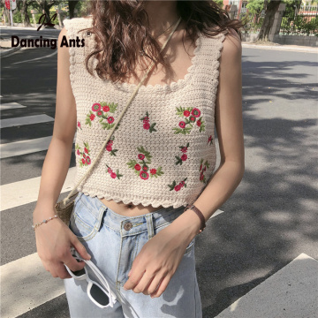 Camis For Women Woman Vest Strap Sleeveless Embroidery Slim Tank Top Chic Fashion Solid Short Casual Vests 2020 Spring New